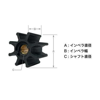 シーウォーターポンプ インペラ DJPUMP 001-0801 船/プレジャーボート/ヨット/船舶用品専門店マリントレーディング